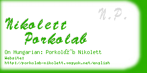 nikolett porkolab business card